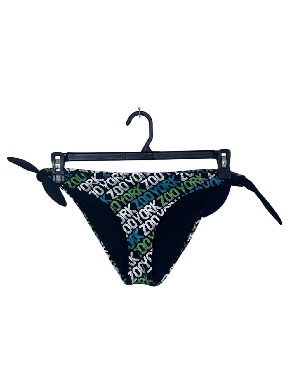 Zoo York Bikini Bottoms Size L Black Green Teal Graphic Logo Side Tie Swim